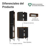 Cocina Integral 156 cm Marrón/Negro Emilly