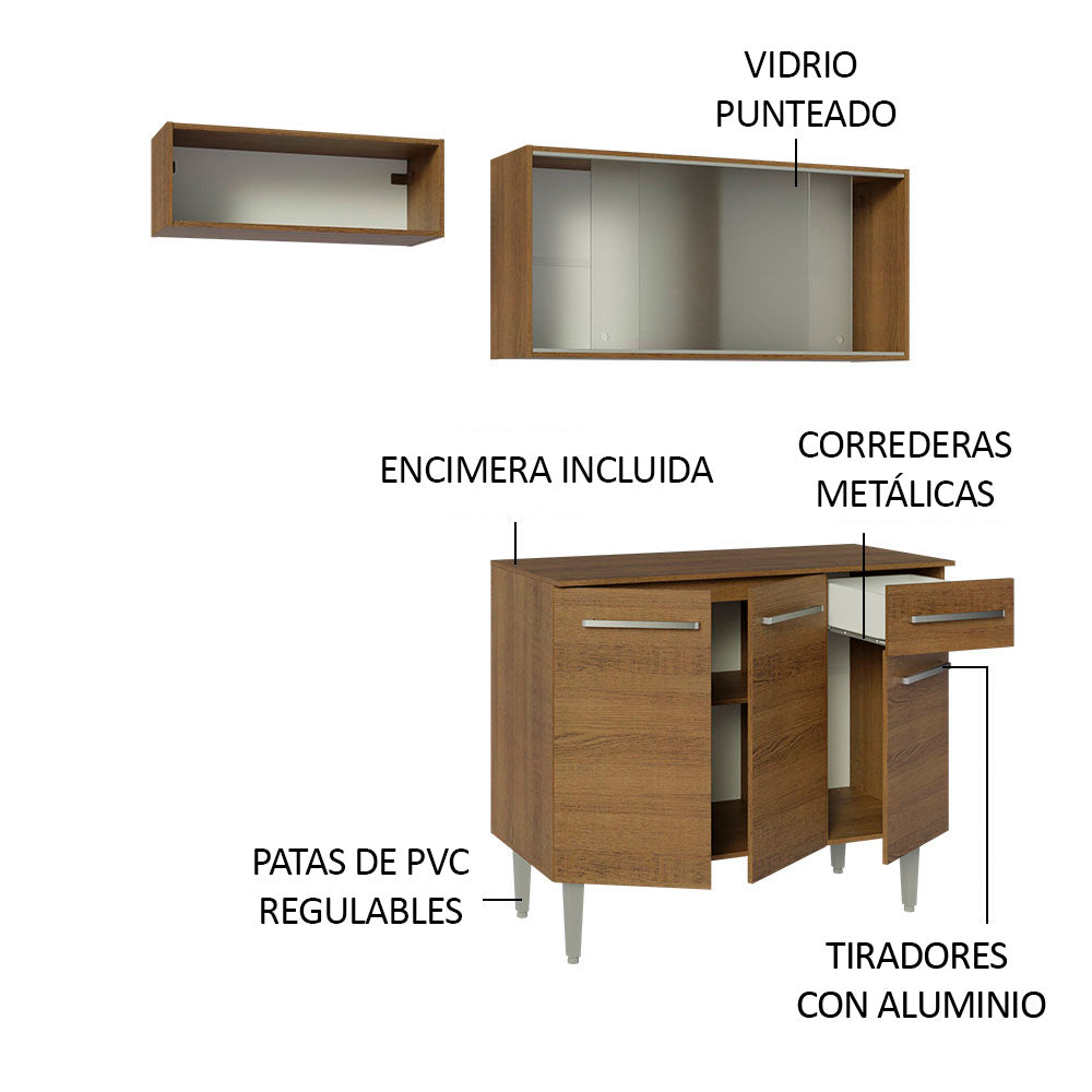 Cocina Compacta 165cm Marrón Emilly 03