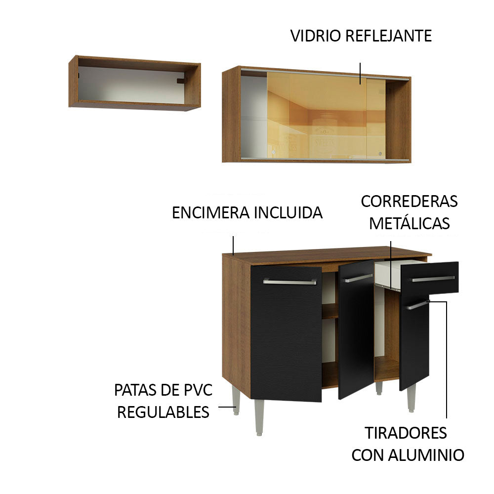 Cocina Compacta 165cm Marrón/Negro Emilly 04