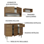 Cocina Compacta 165 cm 5 Puertas 1 Cajón Marrón Emilly Madesa 07