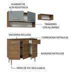 Cocina Compacta 165 cm 5 Puertas 1 Cajón Marrón/Gris Emilly Madesa 07