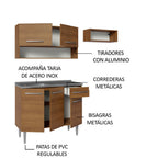 Cocina Compacta 165 cm 5 Puertas 1 Cajón Con Fregadero Marrón Emilly Madesa 09