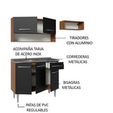 Cocina Integral 165cm con Tarja Marrón/Negro Emilly 09