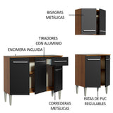 Cocina Compacta 169cm Marrón/Negro Emilly Free 01