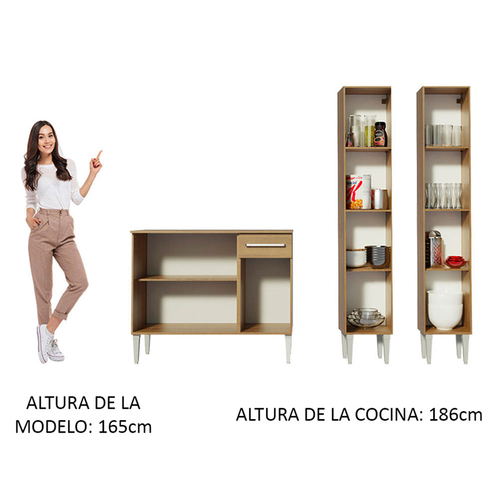 Cocina Compacta con Gabinete y Despensa Marrón Emilly Front
