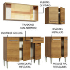 Cocina Compacta 169 cm 9 Puertas 1 Cajón Marrón Emilly Madesa 04