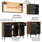 Cocina Compacta 169 cm 9 Puertas 1 Cajón Marrón/Negro Emilly Madesa 04