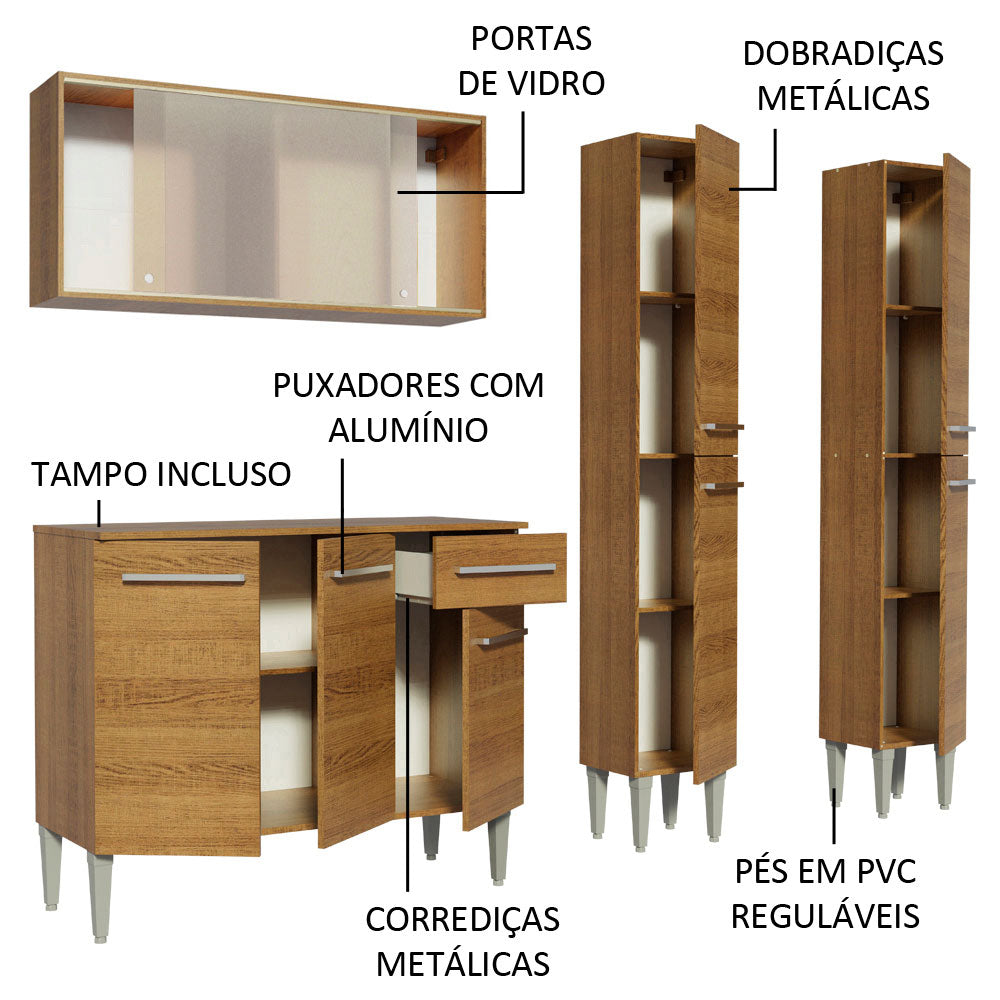Cocina Compacta 169cm Marrón Emilly Fly 05