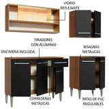 Cocina Compacta 169cm Marrón/Negro Emilly Dance 07