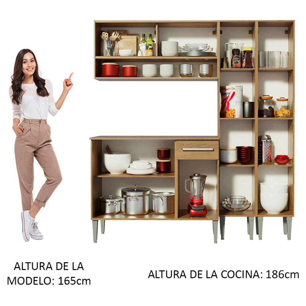 Cocina Compacta 169cm Marrón Emilly Winter 08