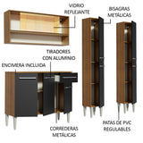 Cocina Compacta 169cm Marrón/Negro Emilly Winter 08