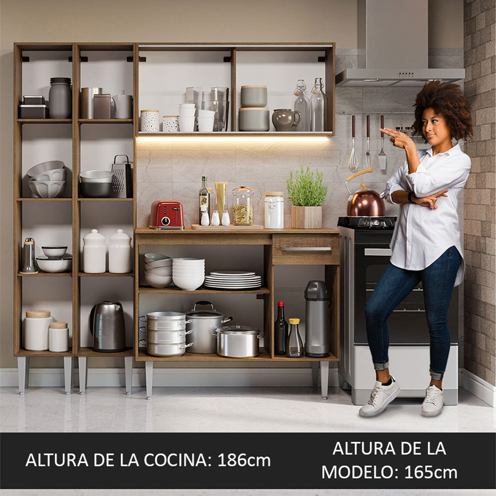 Cocina Compacta 169 cm Marrón Emilly Madesa