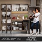 Cocina Compacta 169 cm Marrón/Negro Emilly Madesa