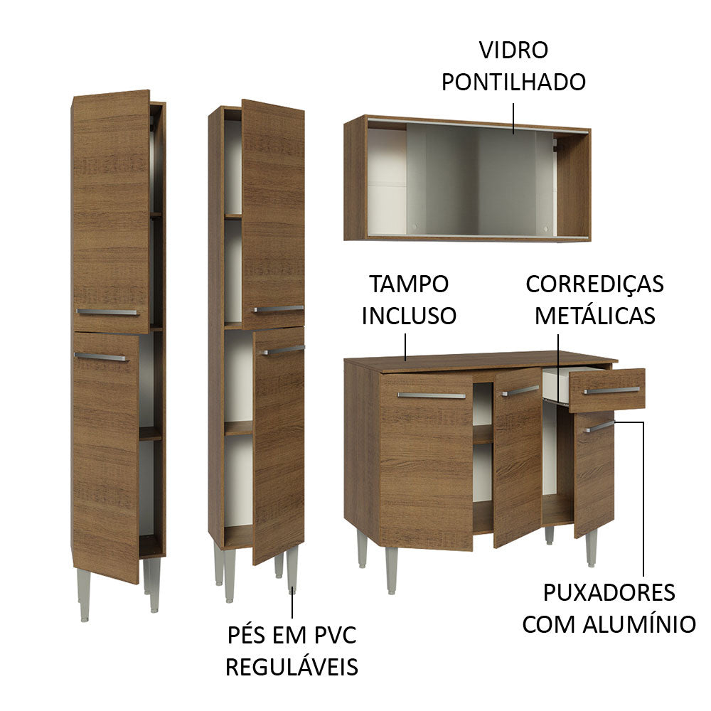 Cocina Compacta 169cm Marrón Emilly Madesa 10