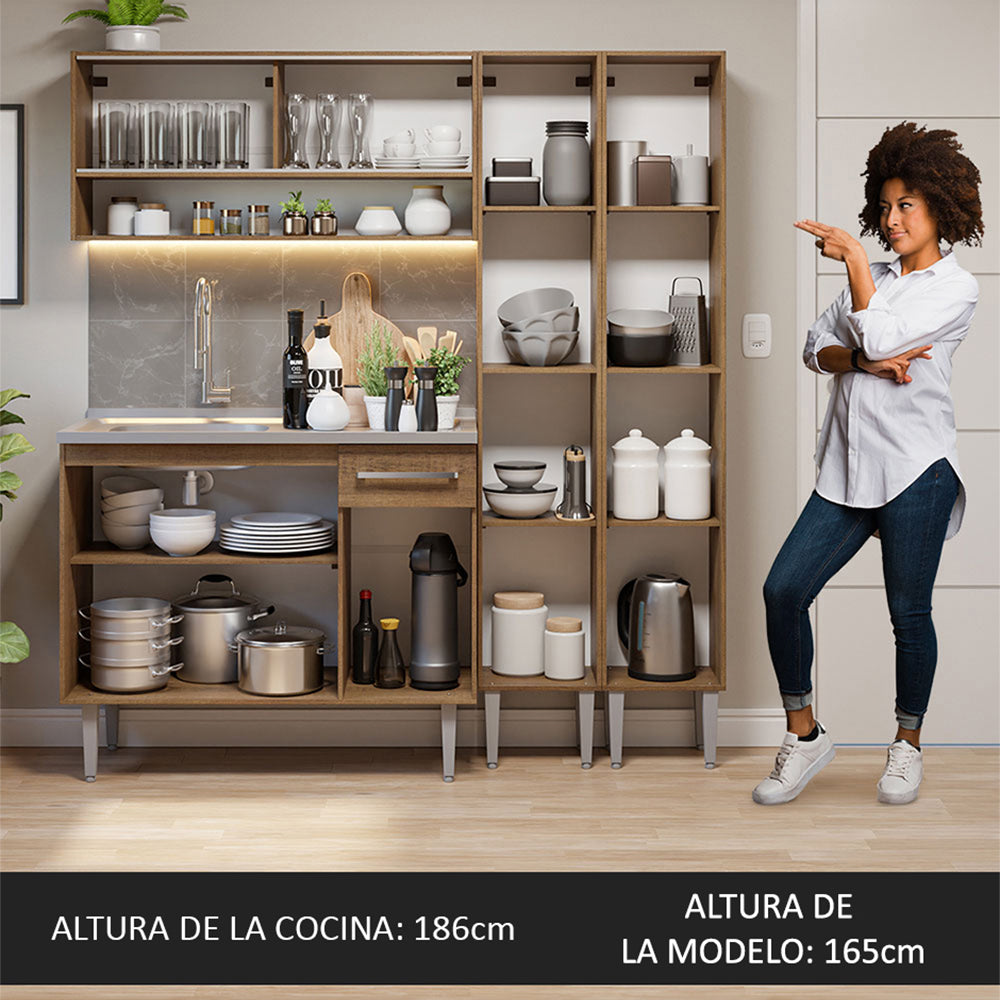 Cocina Compacta 169cm con Fregadero Marrón Emilly 14