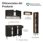 Cocina Compacta 197 cm Marrón/Negro Emilly Madesa