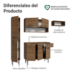 Cocina Compacta 197 cm Marrón Emilly Madesa