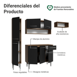Cocina Compacta 197 cm Emilly Marrón/Negro 02