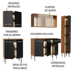 Cocina Compacta 201 cm 11 Puertas 1 Cajón Marrón/Negro Emilly Madesa 02