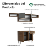 Cocina Integrale 225cm Marrón/Gris Emilly Madesa 01