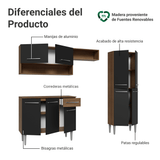 Cocina Integral 229cm Marrón/Negro Emilly Pop 02