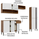 Cocina Integral 229cm sin Fregadero Marrón/Blanco Emilly Pop 02