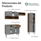 Cocina Compacta 229 cm Marrón/Gris Emilly Madesa