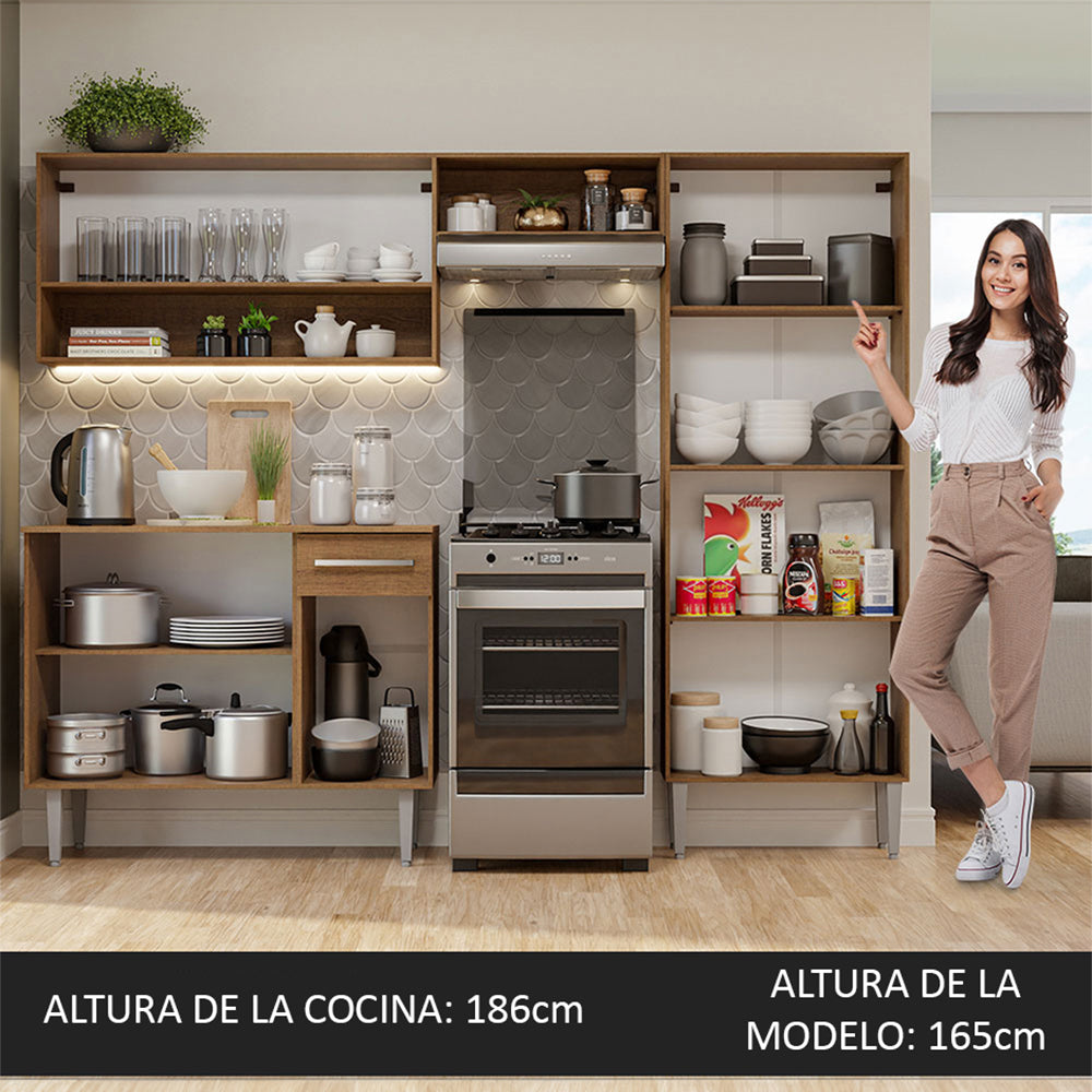 Cocina Integral 229cm Marrón/Gris Emilly Pop 02