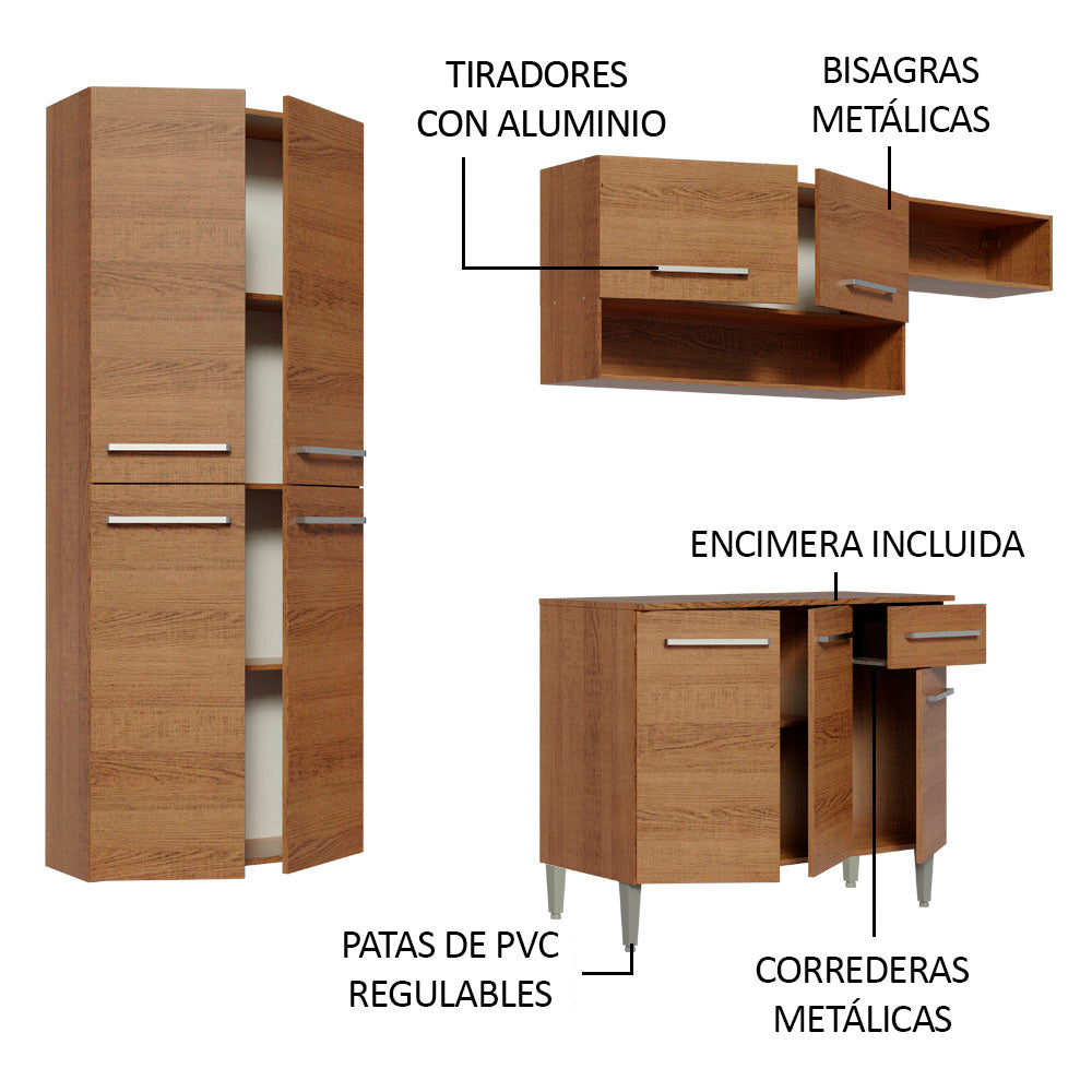 Cocina Integral 229cm Marrón Emilly Fit 03