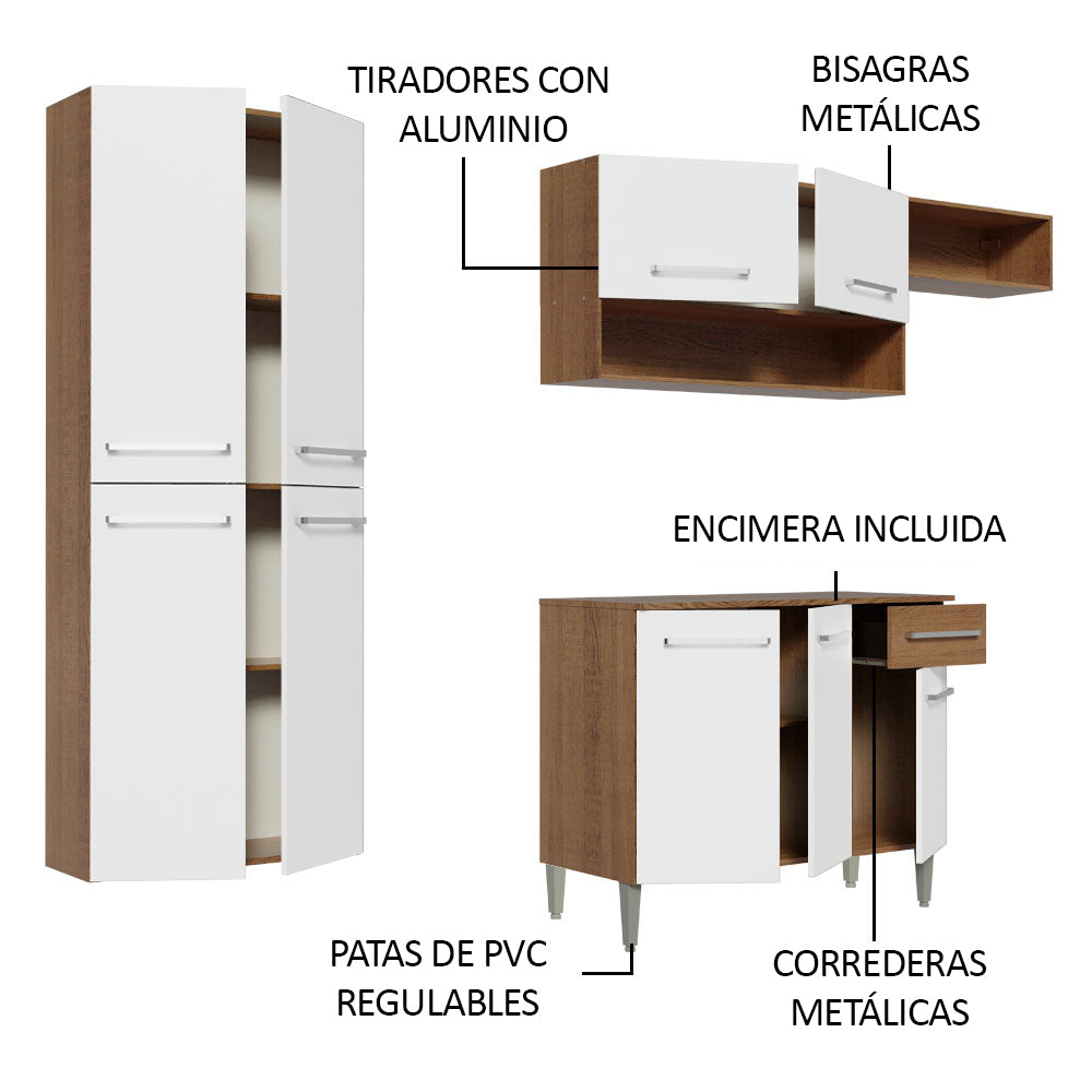 Cocina Integral 229cm Marrón/Blanco Emilly Fit 03