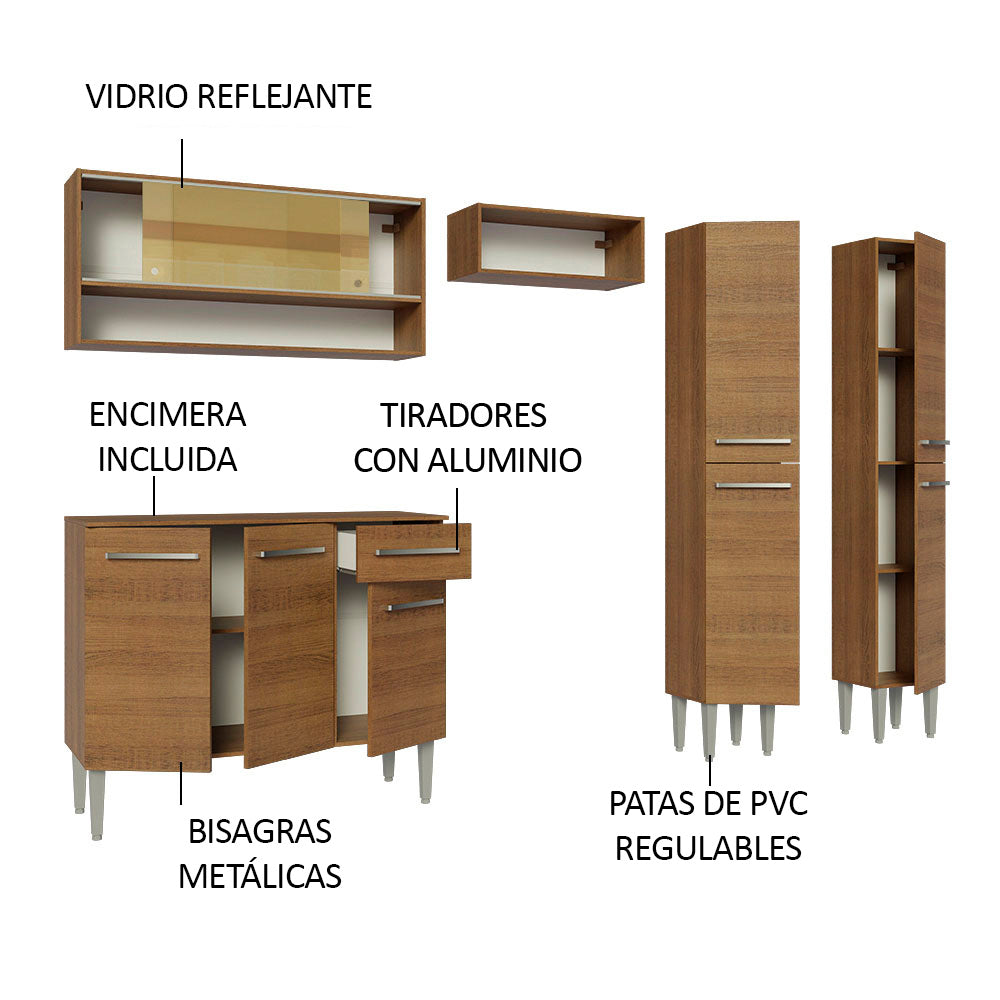 Cocina Integral 229cm Marrón Emilly 04