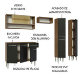 Cocina Integral 229cm Marrón/Negro Emilly 04