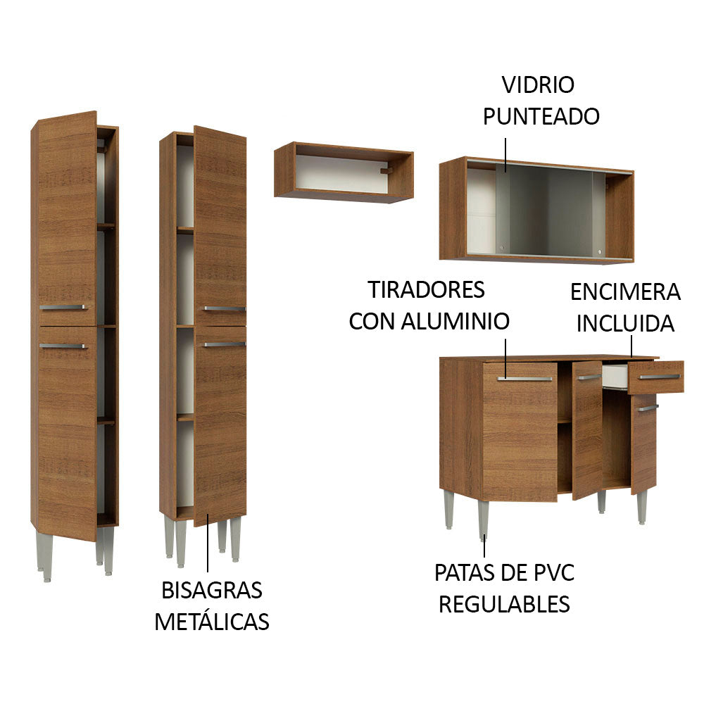 Cocina Integral 229cm Marrón Marrón Emilly 05