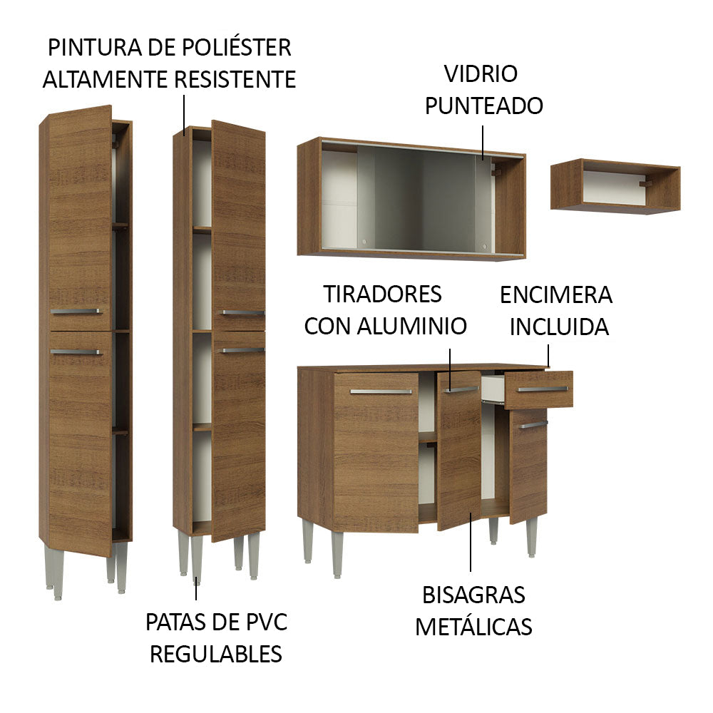 Cocina Compacta 229 cm Marrón Emilly Madesa