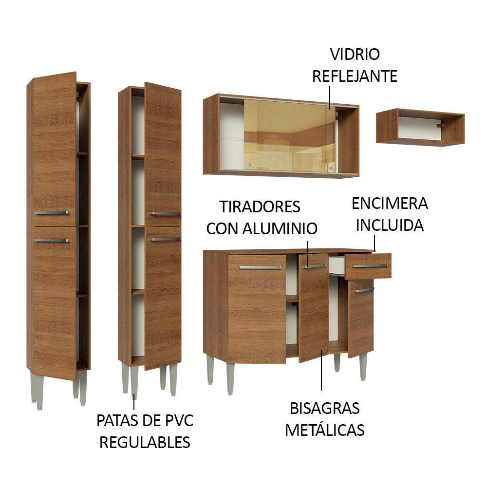 Cocina Integral 229cm Marrón Emilly 09
