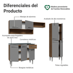 Cocina Compacta 229 cm 9 Puertas 1 Cajón Con Fregadero Marrón/Gris Emilly Madesa 10