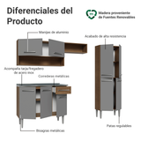 Cocina Integral 229cm con Fregadero Marrón/Gris Emilly 10