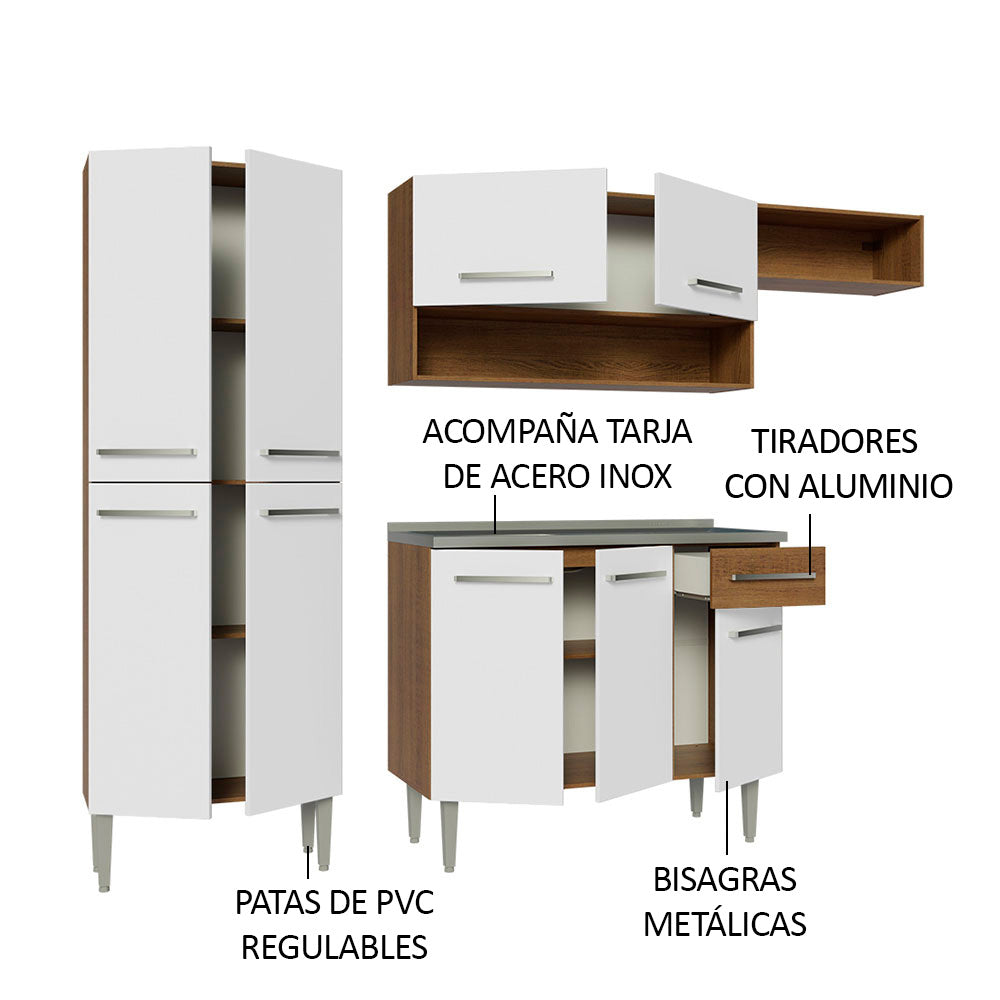 Cocina Integral 229cm con Fregadero Marrón/Blanco Emilly 12