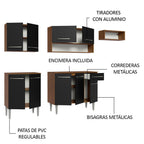 Cocina Compacta 229 cm Marrón/Negro Emilly Madesa