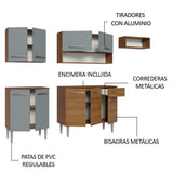 Cocina Compacta 229cm Marrón/Gris Emilly 13