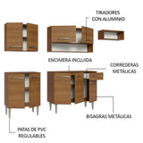 Cocina Integral 229cm con Encimera Marrón Emilly Madesa 14