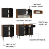 Cocina Integral 229cm con Encimera Marrón/Negro Emilly Madesa 14