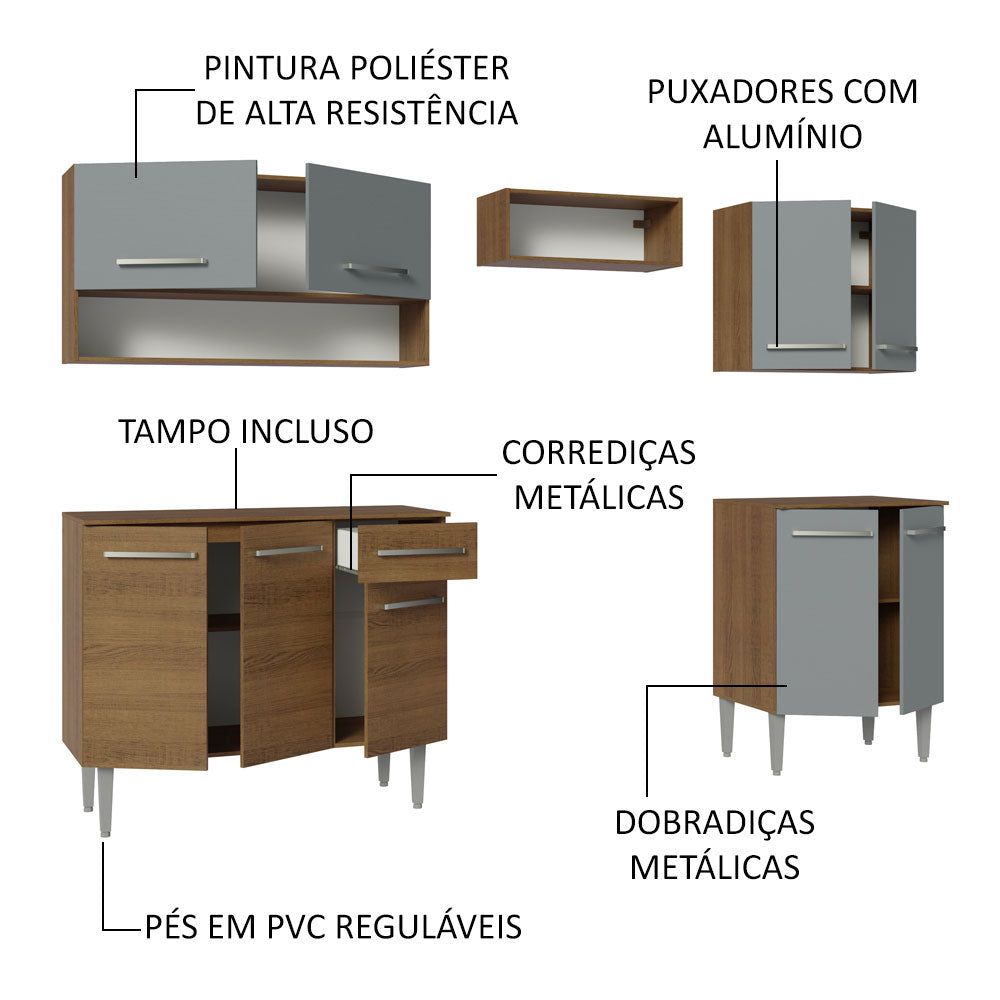 Cocina Compacta 229cm Marrón/Gris Emilly 15