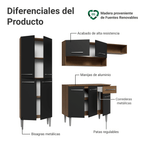 Cocina Compacta 229 cm Marrón/Negro Emilly Madesa