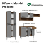 Cocina Compacta 229 cm Marrón/Gris Emilly Madesa
