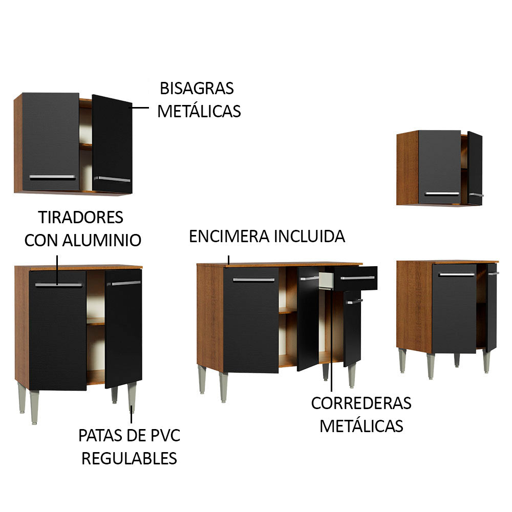 Cocina Integral 233cm Marrón/Negro Emilly King 01