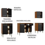 Cocina Integral 233 cm Marrón/Negro Emilly Madesa