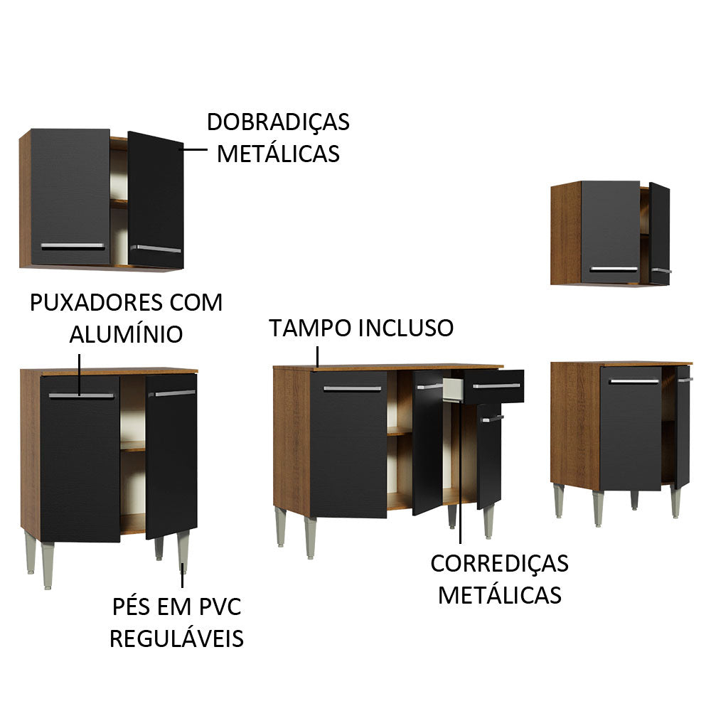 Cocina Integral 233cm Marrón/Negro Emilly King 01