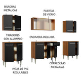 Cocina Integral 233cm Marrón/Negro Emilly Wind 02