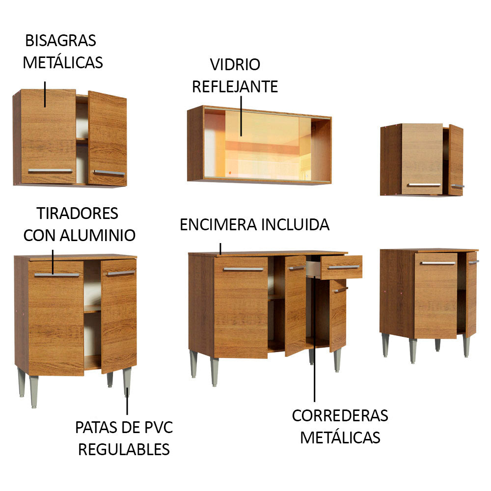 Cocina Integral 233cm Marrón Emilly Fire 03